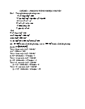 Bài tập Đại số Lớp 9 - Chủ đề 1 Phương trình nghiệm nguyên
